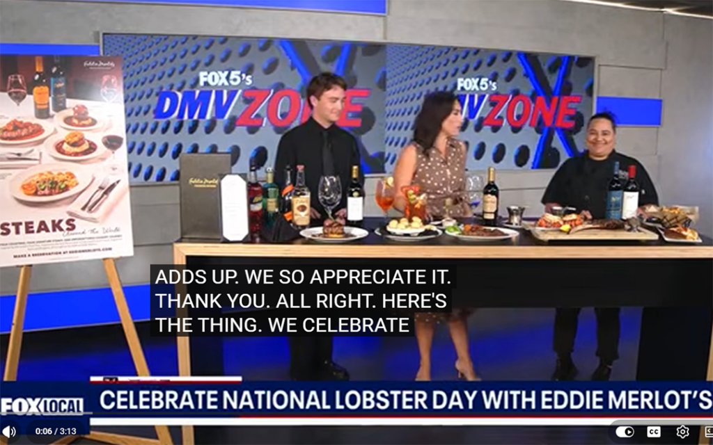 Eddie Merlot’s on WTTG Washington D.C. – National Lobster Day/Steaks Around the World